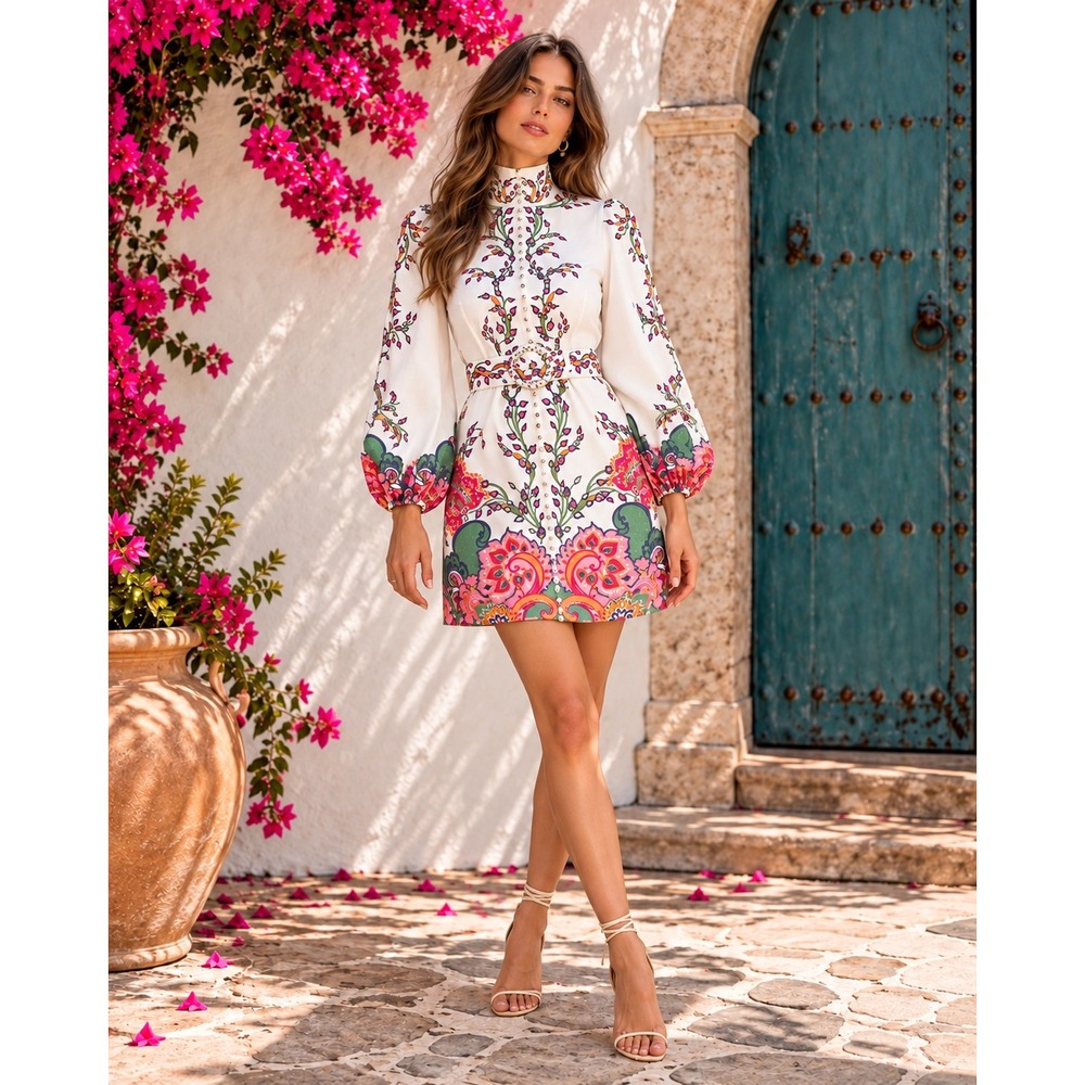 Zimmermann Lovestruck Buttoned Tunic Linen Mini Dress Size 0